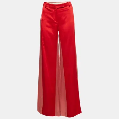 Valentino Red Crepe Wide Leg Pants