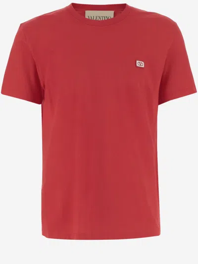 Valentino T-shirt With Signature Vlogo In Red
