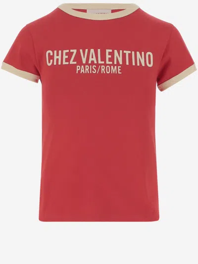 VALENTINO RED CREWNECK LOGO T-SHIRT