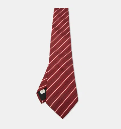 Pre-owned Valentino Garavani Red Diagonal Striped Silk Tie