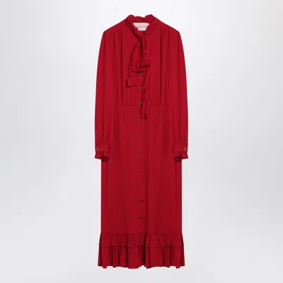 VALENTINO RED DRESS WITH RUFFLED BOW