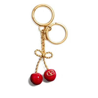 Valentino Garavani Chez Valentino Vlogo Key Chain Bag Charm In Gold