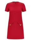 Valentino Womens Paris Pocket-front Short-sleeve Wool-blend Midi Dress In Red