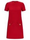 Valentino Womens Paris Pocket-front Short-sleeve Wool-blend Midi Dress In Red