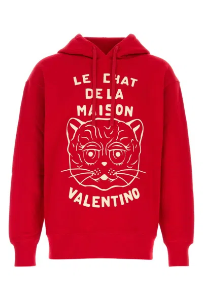 VALENTINO RED GRAPHIC PRINT HOODIE SWEATSHIRT