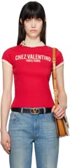 Valentino Crew Neck Cotton Jersey T-shirt With Contrasting Trims In Qsj / Red/birch