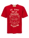 Valentino Garavani T-shirt With Le Chat De La Maison Print In Red