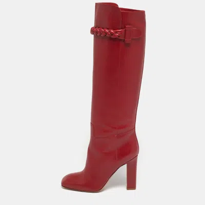 Pre-owned Valentino Garavani Red Leather Knee Length Boots Size 40