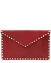 Valentino Red Leather Rockstud Envelope Flap Clutch (authentic Pre-loved)