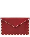 Valentino Red Leather Rockstud Envelope Flap Clutch (authentic Pre-loved) In Red
