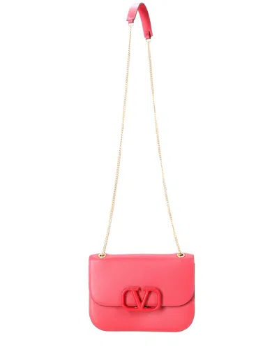 Valentino Garavani Valentino Red Leather Small Vlock Chain Shoulder Bag (authentic Pre-loved) In Pink