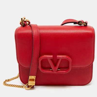 Pre-owned Valentino Garavani Red Leather V Sling Shoulder Bag