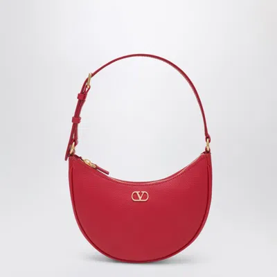 Valentino Garavani Leather Vlogo Signature Mini Hobo Bag In Red