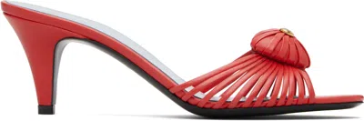 Valentino Garavani Red Leather Woven Heart Heeled Sandals