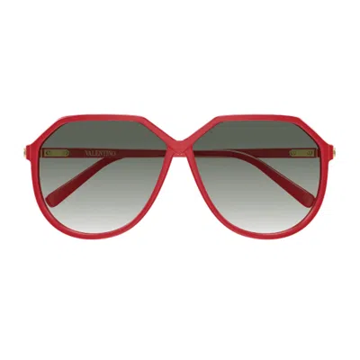 Valentino Red Linea V Logo Bio-injected Geometric Sunglasses