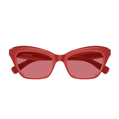 Valentino Red Linea V Logo Recycled Acetate Cat-eye Sunglasses