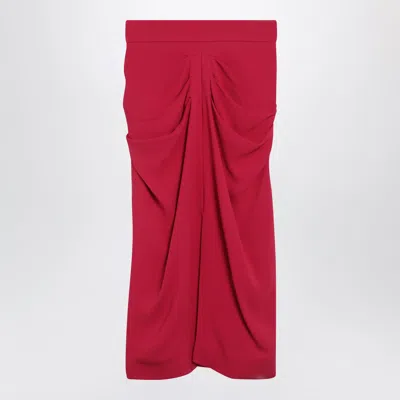 Valentino Garavani Red Midi Skirt With Ruched Detail