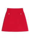 Valentino Button-embellished Wool And Silk-blend Mini Skirt In Red