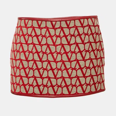 Pre-owned Valentino Red Monogram Jacquard Skorts S