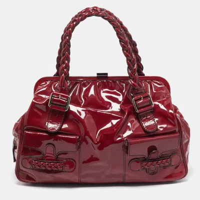 Pre-owned Valentino Garavani Red Patent Histoire Framed Bag