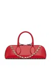 Valentino Sculpted Chain Stud Top Handle Bag In Red