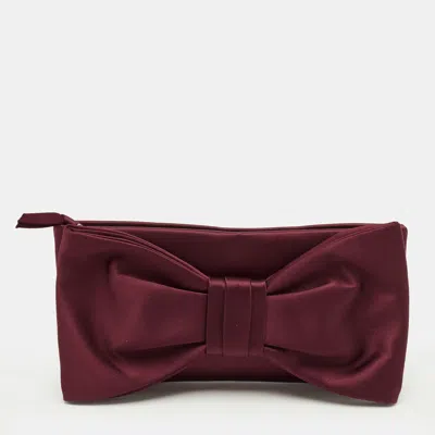 Pre-owned Valentino Garavani Red Satin Bow Clutch