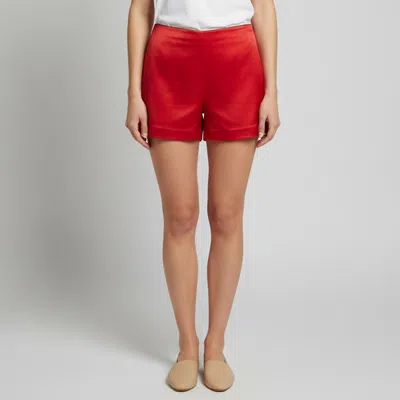 Pre-owned Valentino Red Satin Regular Shorts S