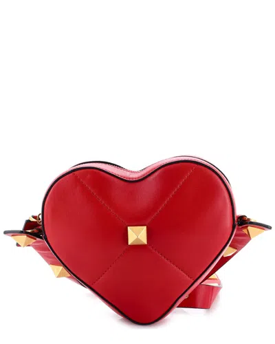 Valentino Garavani Valentino Red Sheep Leather Roman Stud Amore Shoulder Bag Quilted (authentic  Pre-loved)