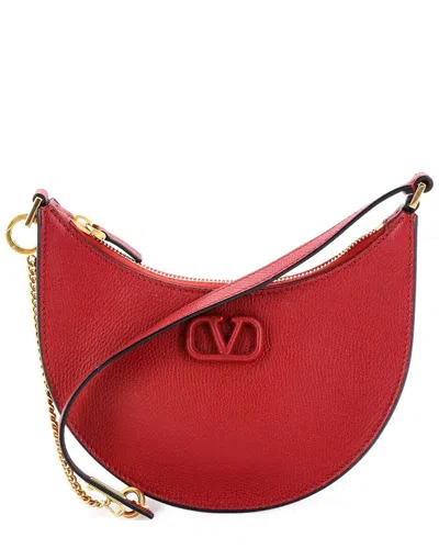 Valentino Garavani Valentino Red Sheep Leather Vlogo Hobo Mini (authentic Pre-loved)