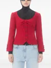 Valentino Womens Bow-embroidered Scoop-neck Tweed Jacket Paris In Multi