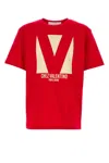 Valentino Crewneck Graphic Print T-shirt Logo In Red