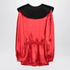 Valentino Silk Blouse With Pleated Collar And Elastic Waistband In Red