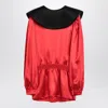 Valentino Red Silk Blouse With Black Collar Women