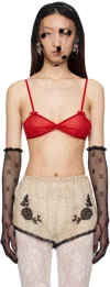 Valentino Red Silk Chiffon Bra