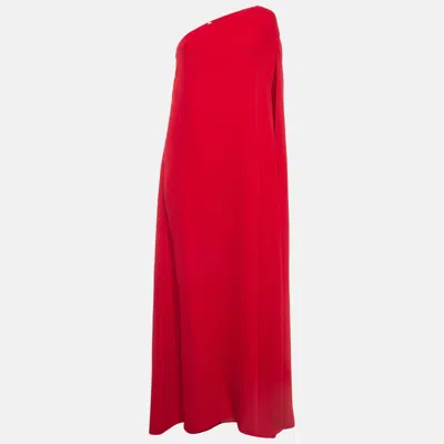 Pre-owned Valentino Red Silk One Shoulder Maxi Dress L