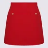 Valentino Crepe Couture Skirt With Heart Jewel Buttons In Red