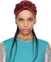 Valentino Red Silk Turban Headband In Cxb Cassis/oro