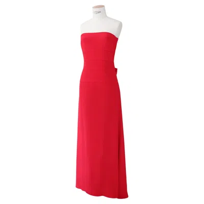 Pre-owned Valentino Red Strapless Bustier Bow Back Silk Long Dress Gown Xs-s