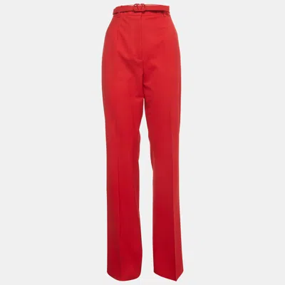 Pre-owned Valentino Red Stretch Wool Tailored Trousers M