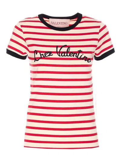 Valentino Garavani Embroidered Cotton T-shirt In Multi