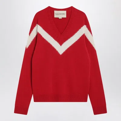 VALENTINO RED SWEATER WITH VLOGO ON BOW