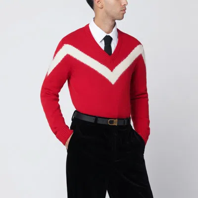 Valentino Red Sweater With Vlogo On Bow