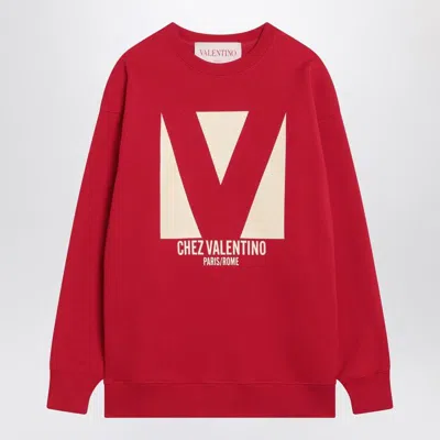 VALENTINO VALENTINO  RED SWEATSHIRT WITH CHEZ  PRINT