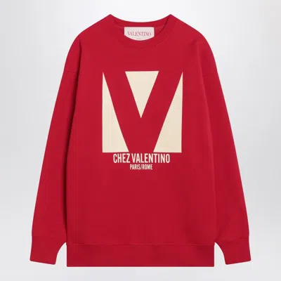 Valentino Red Sweatshirt With Chez  Print