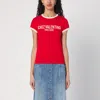 Valentino Crew Neck Cotton Jersey T-shirt With Contrasting Trims In Red