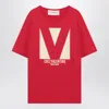 Valentino Crewneck Graphic Print T-shirt Logo In Red