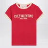 Valentino Crew Neck Cotton Jersey T-shirt With Contrasting Trims In Red