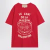 Valentino T-shirt With Chat De La Maison Print In Red