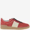 Valentino Garavani Upvillage Low Top Trainer In Split Leather And Calfskin Nappa Leather In Red
