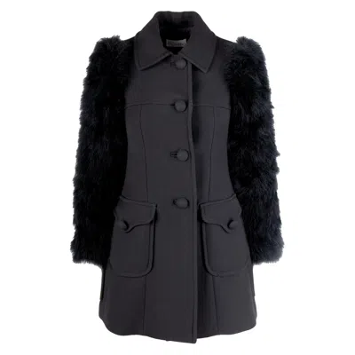Pre-owned Valentino Red  Wool Coat With Animal Feather Sleeves - '10s